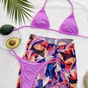Pink Bikini with Beach Skirt - 3 Pieces